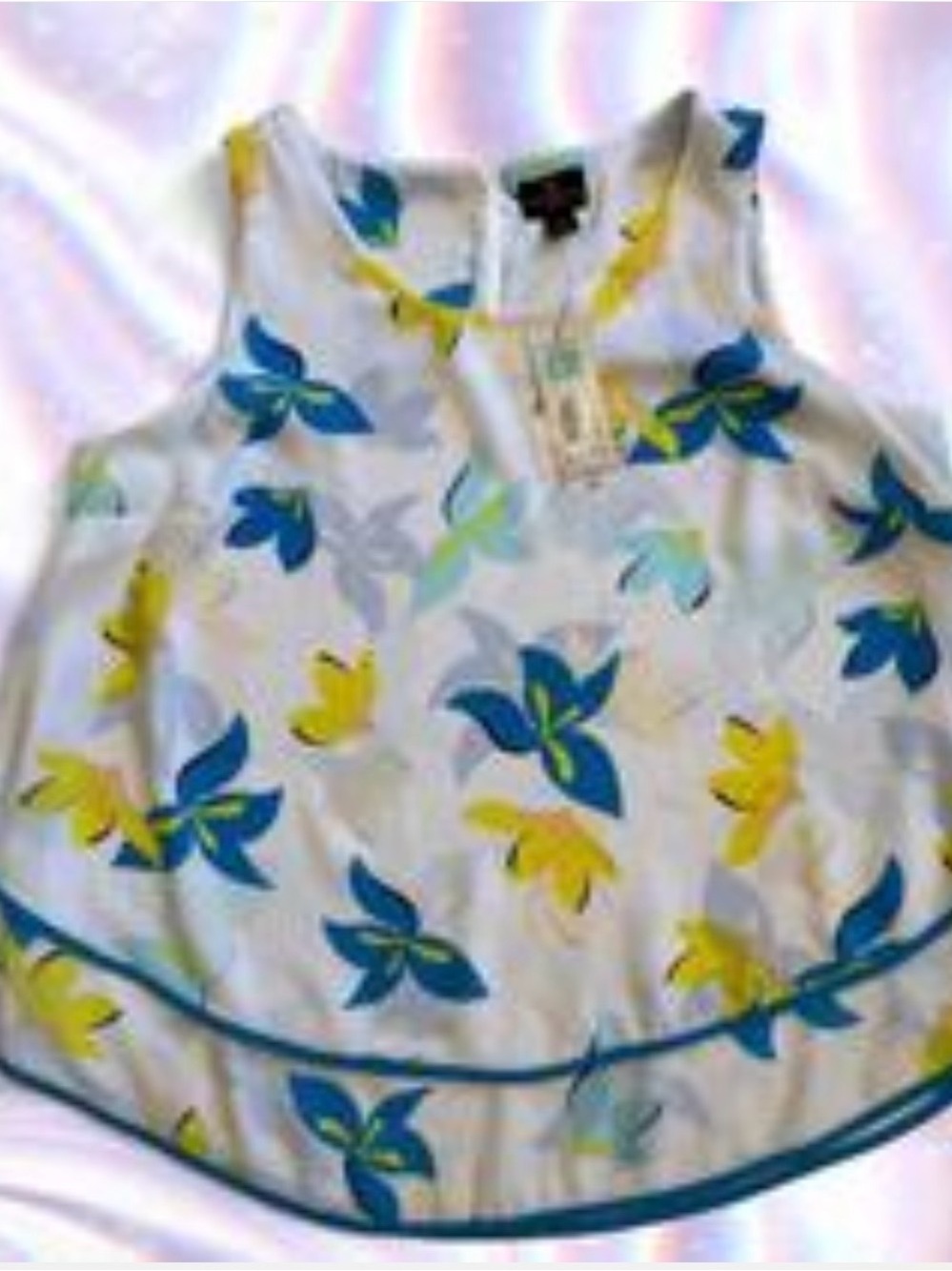 Worthington Girls' Floral Tank Top in White, Blue & Yellow